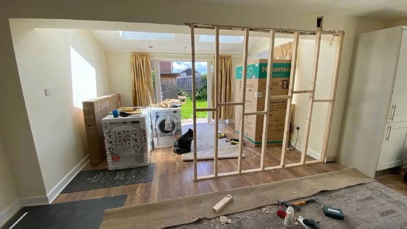 Timber frame built for a new internal stud wall
