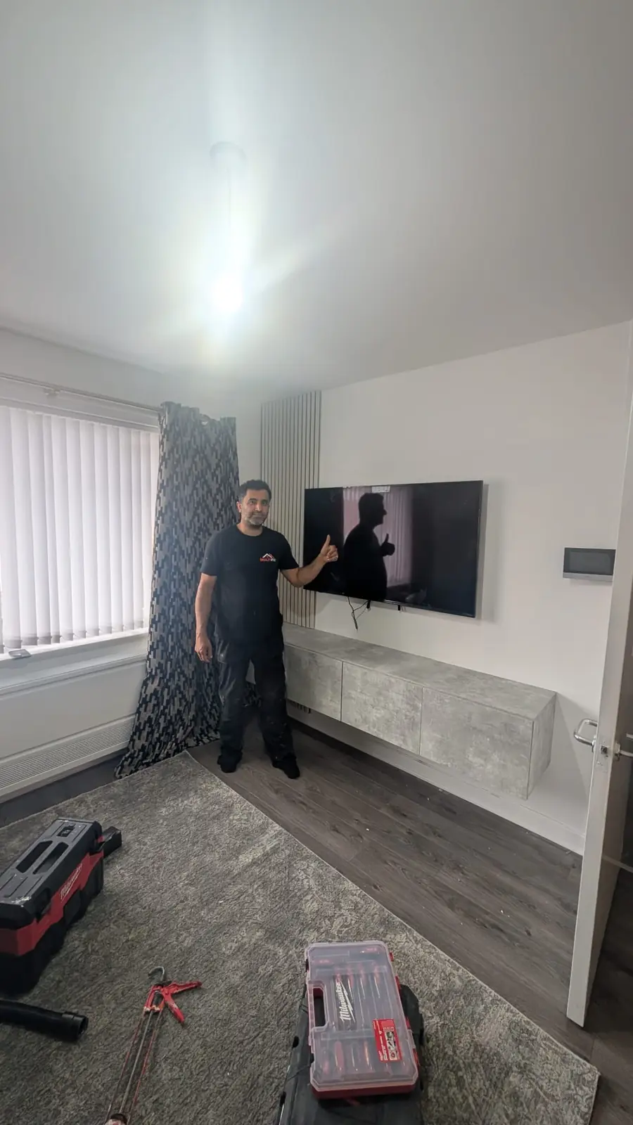 Completed TV wall installation by a handyman in Newcastle
